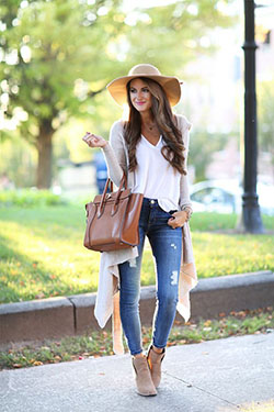 Floppy hat outfits fall, Casual wear: Boot Outfits,  Casual Outfits,  Long Cardigan Outfits  