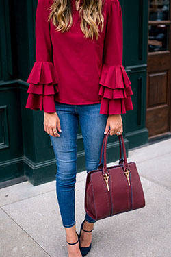 Great to view sleeves style, Bell sleeve: Bell sleeve,  Casual Outfits,  Bell Sleeve Tops Outfit  