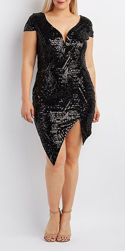 Plus Size Sequin Asymmetrical Bodycon Dress Trendy Cocktail Dress For Plus Size Women: Plus size outfit,  Cocktail Dresses,  Cocktail Outfits Summer,  Girls Outfit Plus-Size,  Plus Size Party Outfits,  Plus Size Cocktail Attire,  Sequin Outfits  