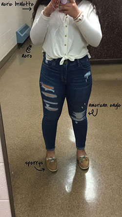 Jeans Cute Outfit Ideas For School: Ripped Jeans,  Slim-Fit Pants,  Casual Outfits,  School Outfits 2020  
