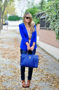 Top 50 great ideas for cobalt blue, Royal blue: Navy blue,  Royal blue,  Cobalt blue,  Blazer Outfit,  Formal wear,  Casual Outfits  