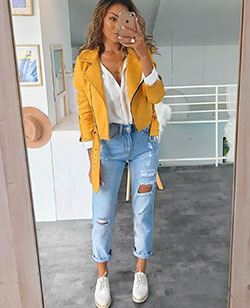 Must check these yellow jacket combinations, Casual wear: Casual Outfits,  Crop top,  winter outfits,  yellow top,  Yellow Jacket,  Boxy Jacket  