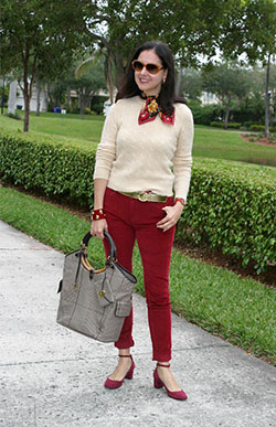 Trendy Burgundy Pants Outfit For Mature Women: Trendy Burgundy PantsOutfit,  Burgundy Pants Ideas,  Burgundy Pants  