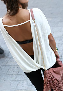 Open back shirt with bra: Backless dress,  Casual Outfits,  Top Outfits  