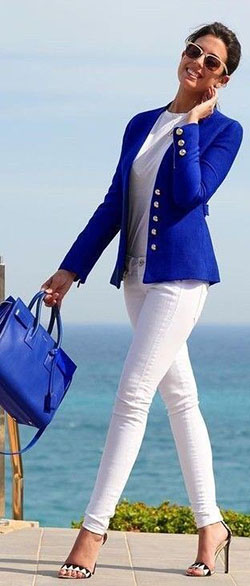 Outfit ejecutivo con saco azul | Blue Blazer Outfit Women | Blazer Outfit,  Business casual, Cobalt blue