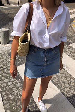 Casual Outfit Ideas: Casual Outfits,  Denim skirt,  shirts  