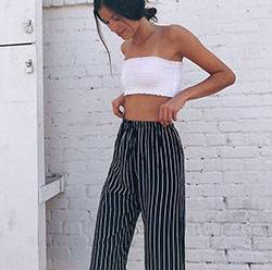 Flowy brandy melville pants: Crop top,  Brandy Melville,  Capri pants,  Casual Outfits,  Tube Tops Outfit  