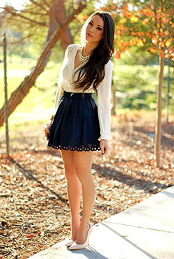 Some of the latest and best cute thanksgiving outfits, Girly girl: Ballet flat,  Mini Skirt Outfit  