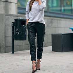 Trendy Casual wear Leather Jogger Outfits: High-Heeled Shoe,  Capri pants,  Casual Outfits,  Jogger Outfits  