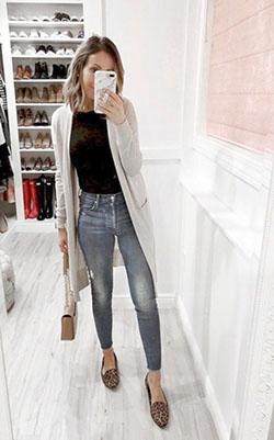 Outfits with grey cardigan, Casual wear: Slim-Fit Pants,  Casual Outfits,  Long Cardigan Outfits,  Cardigan Jeans  