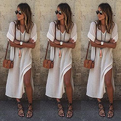 Casual beach maxi dresses, Casual wear: party outfits,  Cocktail Dresses,  Crew neck,  Clothing Ideas,  Maxi dress,  Casual Outfits,  Gladiator Sandals Dresses  