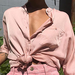 Knot Tied Pink Shirt Outfit: Top Outfits  