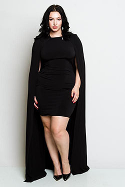 Plus Size Cape Back Mini Dress Latest Cocktail Dress For Plus Size Women: Plus size outfit,  Cute Cocktail Dress,  Cocktail Dresses,  Plus Size Party Outfits,  Cocktail Party Plus-Size,  Cape dress  