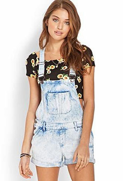 Teens ideas for overalls at forever 21, Stone washing: Jumpsuits Rompers,  Overalls Shorts Outfits,  DENIM OVERALL  