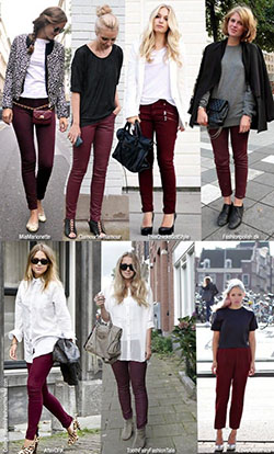 Wonderful Burgundy Pants Clothing For Professional Look: Casual Outfits,  Cute Burgundy Pants Outfit  