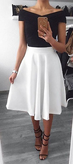 Fashionable skirt white, Skater Skirt: Trendy Outfits,  Casual Outfits  