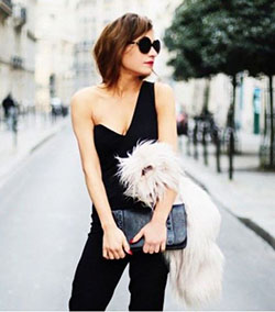 Black One Shoulder Dress Outfits, French fashion: fashion goals,  One Shoulder Outfits  