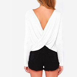 Open Back Shirt Outfits, Backless dress, Crew neck: Backless dress,  Crew neck,  Casual Outfits,  Top Outfits  