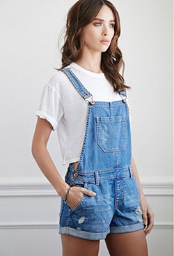 Do you see these jean overalls shorts, Distressed Denim Overall: Romper suit,  Overalls Shorts Outfits,  Vintage clothing,  DENIM OVERALL  