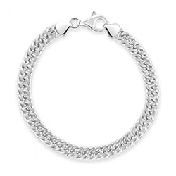 Sterling Silver 6.7mm Double Curb Bracelet Diamond Cut £58.00: bracelet  