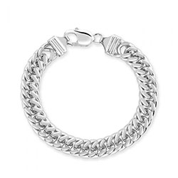 Sterling Silver 10.6mm Double Curb Bracelet Diamond Cut £132.00: bracelet,  Curb Bracelet  