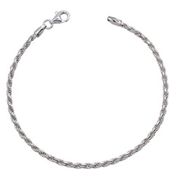 Sterling Silver 2.3mm Diamond Cut Rope Link Bracelet £14.00: bracelet  