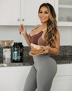 Dolly Castro active pants, sportswear outfits for girls, body muscle: Sportswear,  Active Pants,  Brown Denim,  Dolly Castro Instagram  