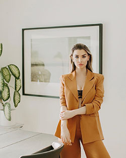Yellow and beige jacket, blazer, top: Yellow And Beige Outfit,  Australian Model Emily Sears  