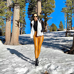 yellow matching outfit with fur, outfit designs, street fashion: 