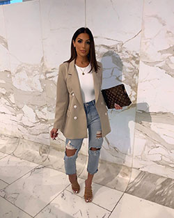 white colour outfit, you must try with trench coat, blazer, jeans: White Jeans,  Trench coat,  White coat,  White Trench Coat  
