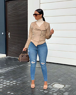 Brown and white denim, jeans, outfit designs: Brown And White Outfit  