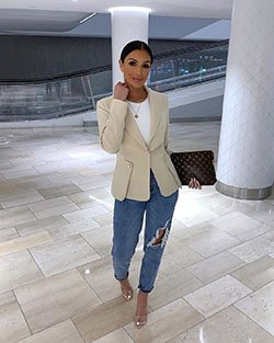 White and blue blazer, jacket, jeans: White And Blue Outfit  