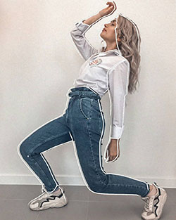 white dress for women with denim, jeans, legs pic: White Jeans,  Cute Hairstyles,  Denim Outfits  