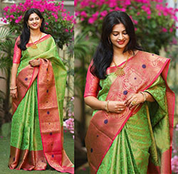 Green Coloured Banarasi Saree with Matching Blouse: Lifestyle,  FASHION,  Saree,  Clothing Ideas  