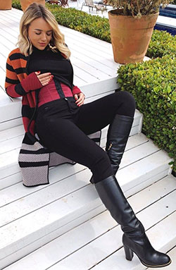 Lovely Knee Boots For Fall Date: Trendy Boots Outfit,  Boot Outfits,  Cute Thigh High Boots,  cowgirl boots  