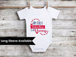 My First Valentine's Day Baby Onesie - Newborn Valentine Outfit: 