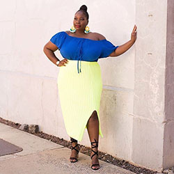 Turquoise and yellow colour outfit with skirt: Plus size outfit,  Turquoise And Yellow Outfit,  Skirt Outfit Ideas  