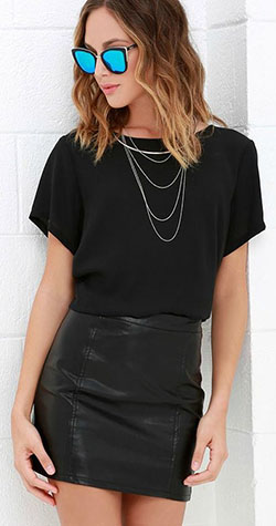 Outfit ideas leather skirt outfits, fashion accessory, leather skirt, pencil skirt, crop top, t shirt: Crop top,  Pencil skirt,  Leather skirt,  T-Shirt Outfit,  Black Outfit,  Fashion accessory,  Leather Skirt Outfit  