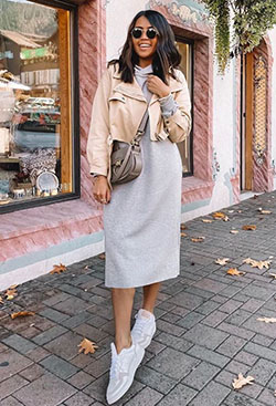 White colour outfit ideas 2020 with dress handbag, shoe: Street Style  