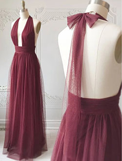 Dresses ideas halterneck prom dress bridal party dress, bridesmaid dress: Backless dress,  Wedding dress,  Evening gown,  Spaghetti strap,  Bridesmaid dress,  Prom Dresses,  Formal wear,  Bridal Party Dress,  Magenta And Maroon Outfit  