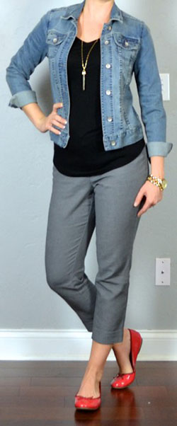 Dress pants with jean jacket womens: Jean jacket,  Blue Dress,  Casual Outfits,  Joggers Outfit  