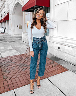 Pantalón paper bag outfit: Ripped Jeans,  DENIM PANTS,  Street Style,  Blue Outfit,  Pant Outfits  