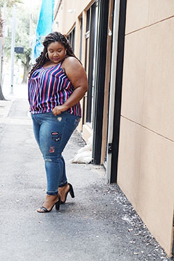 Women with big arms plus size clothing, plus size model: Sleeveless shirt,  Street Style,  Yellow And White Outfit  