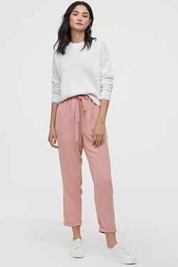 White and pink colour outfit with sportswear, trousers, leggings: Paper bag,  White And Pink Outfit,  Pant Outfits  