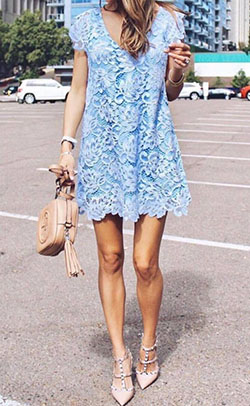 Turquoise and white outfit style with cocktail dress, dress jeans, denim: Cocktail Dresses,  Street Style  