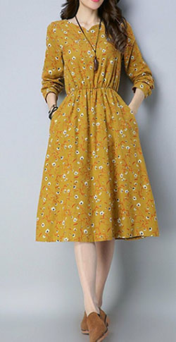Orange and yellow dress vintage clothing, day dress: Vintage clothing,  day dress,  Orange And Yellow Outfit,  Women Dress Outfit  