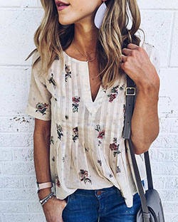 Outfit ideas casual leather earrings, casual wear, long hair, t shirt: summer outfits,  Long hair,  T-Shirt Outfit  