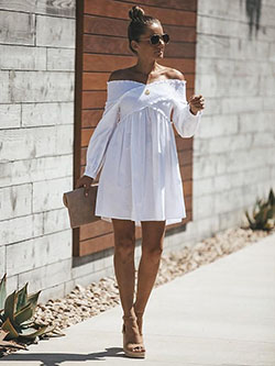White colour outfit with cocktail dress: Cocktail Dresses,  party outfits,  fashion model,  White Outfit,  Street Style  