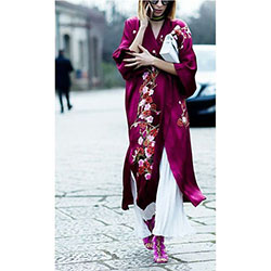 Magenta and purple dress, outfit ideas, street fashion: Kimono Outfit Ideas,  Magenta And Purple Outfit  
