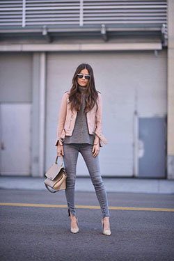 Beige and brown lookbook dress with leather jacket, trousers, jacket: Lapel pin,  Street Style,  Classy Fashion  